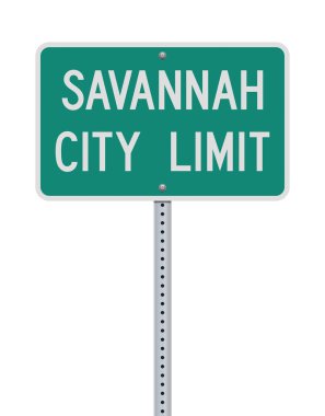Vector illustration of the Savannah City Limit green road sign clipart