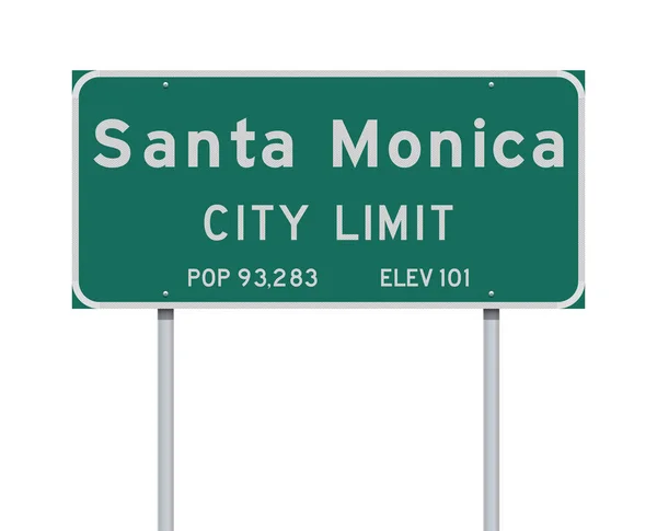 Vector Illustration Santa Monica City Limit Green Road Sign — Stock Vector