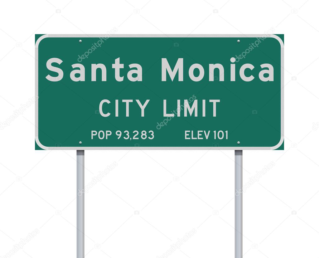 Vector illustration of the Santa Monica City Limit green road sign