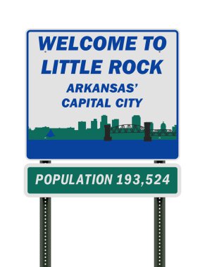 Little Rock Arkansas Capital City'nin yol işaret hoş geldiniz vektör çizim