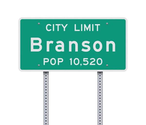 Illustrazione Vettoriale Del Cartello Stradale Verde Branson City Limit — Vettoriale Stock