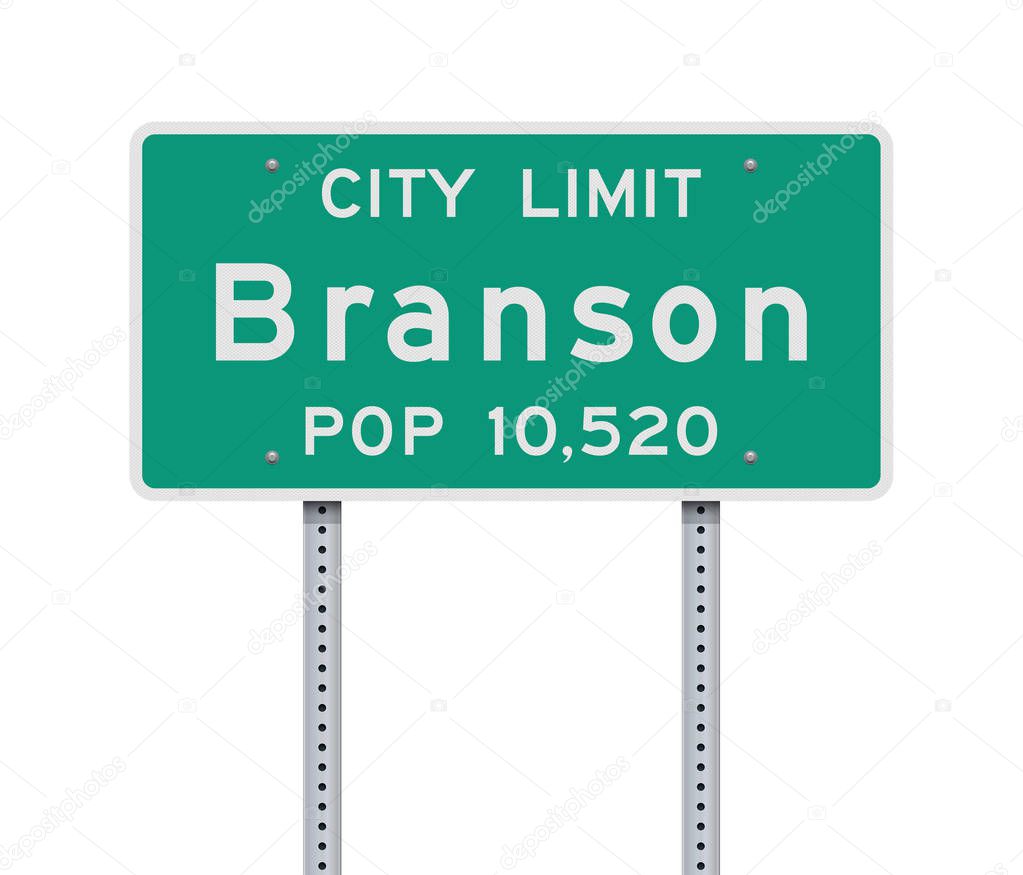 Vector illustration of the Branson City Limit green road sign