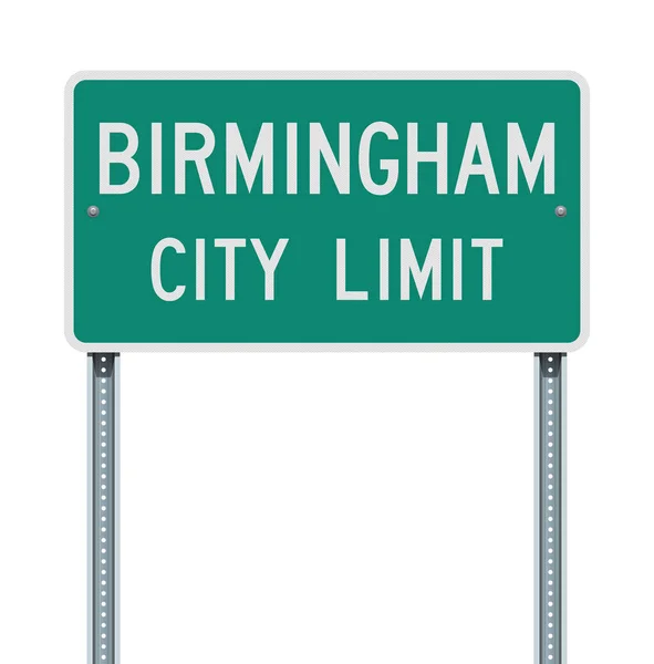 Ilustración Vectorial Señal Verde Birmingham City Limit — Archivo Imágenes Vectoriales