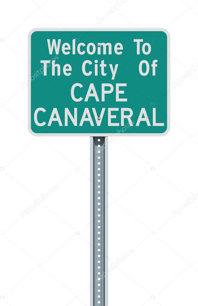 Vector illustration of the City of Cape Canaveral green road sign