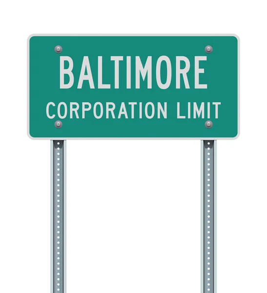 Ilustración Vectorial Señal Tráfico Verde Baltimore Corporation Limit — Archivo Imágenes Vectoriales