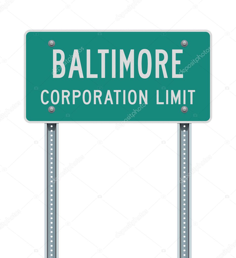 Vector illustration of the Baltimore Corporation Limit green road sign