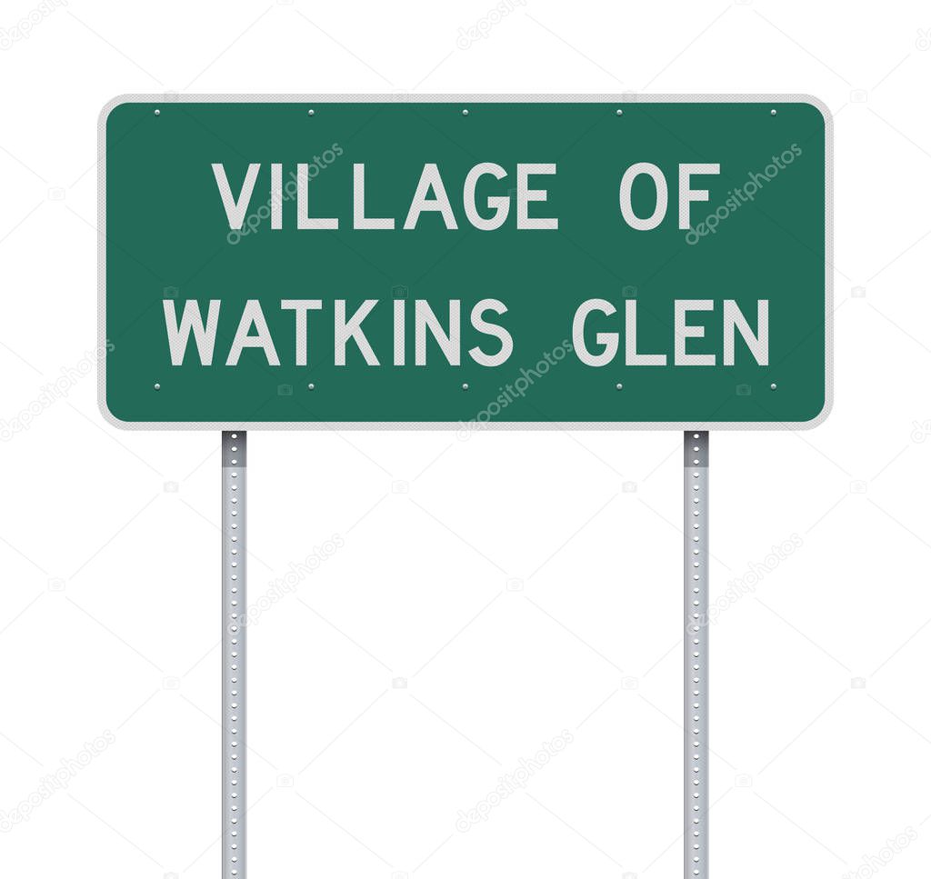 Vector illustration of the Village of Watkins Glen green road sign