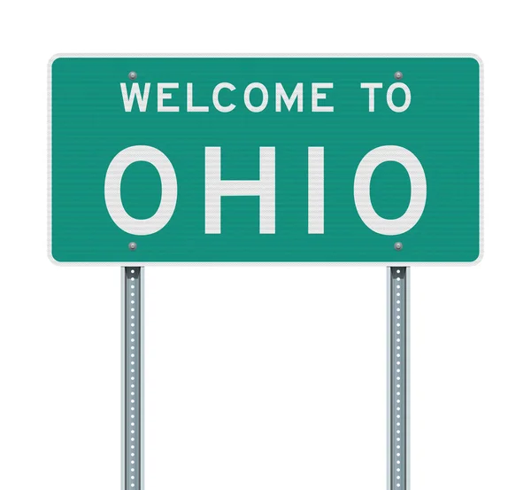 Illustrazione Vettoriale Del Cartello Stradale Verde Welcome Ohio — Vettoriale Stock