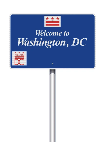 Vector Illustration Welcome Washington Blue Road Sign — Stock Vector