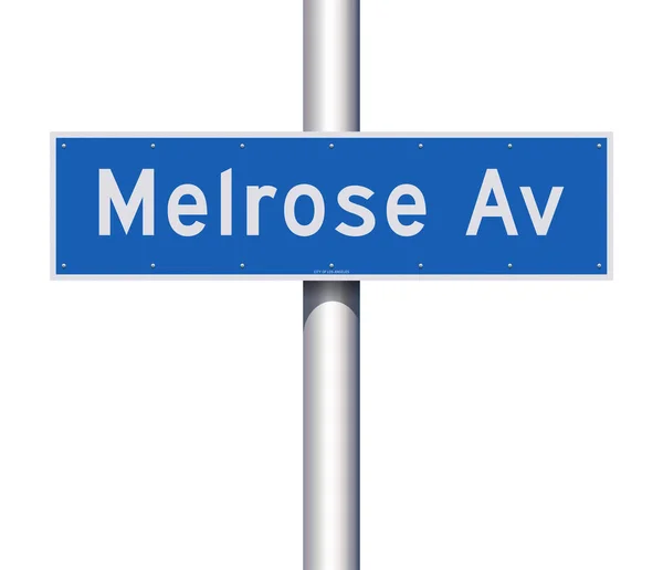 Vector Illustration Melrose Avenue Blue Road Sign — Stock Vector