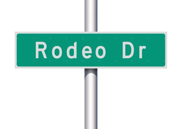 Vector Illustration Rodeo Drive Green Road Sign — Stock Vector
