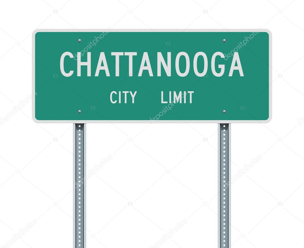 Vector illustration of  the Chattanooga City Limit green road sign