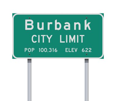 Burbank City Limit yeşil yol işareti vektör illüstrasyon