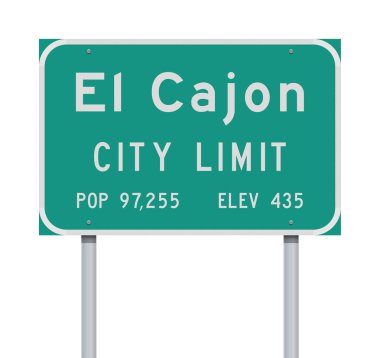 El Cajon City Limit yeşil yol işareti Vektör illüstrasyon