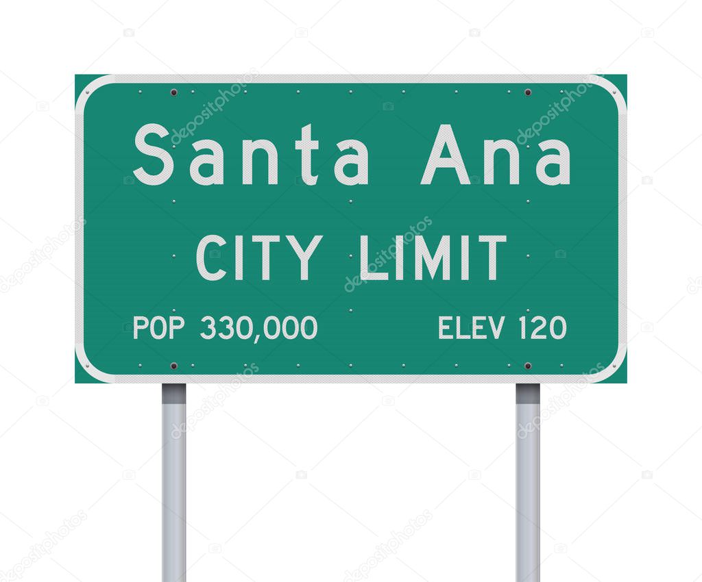 Vector illustration of the Santa Ana City Limit green road sign