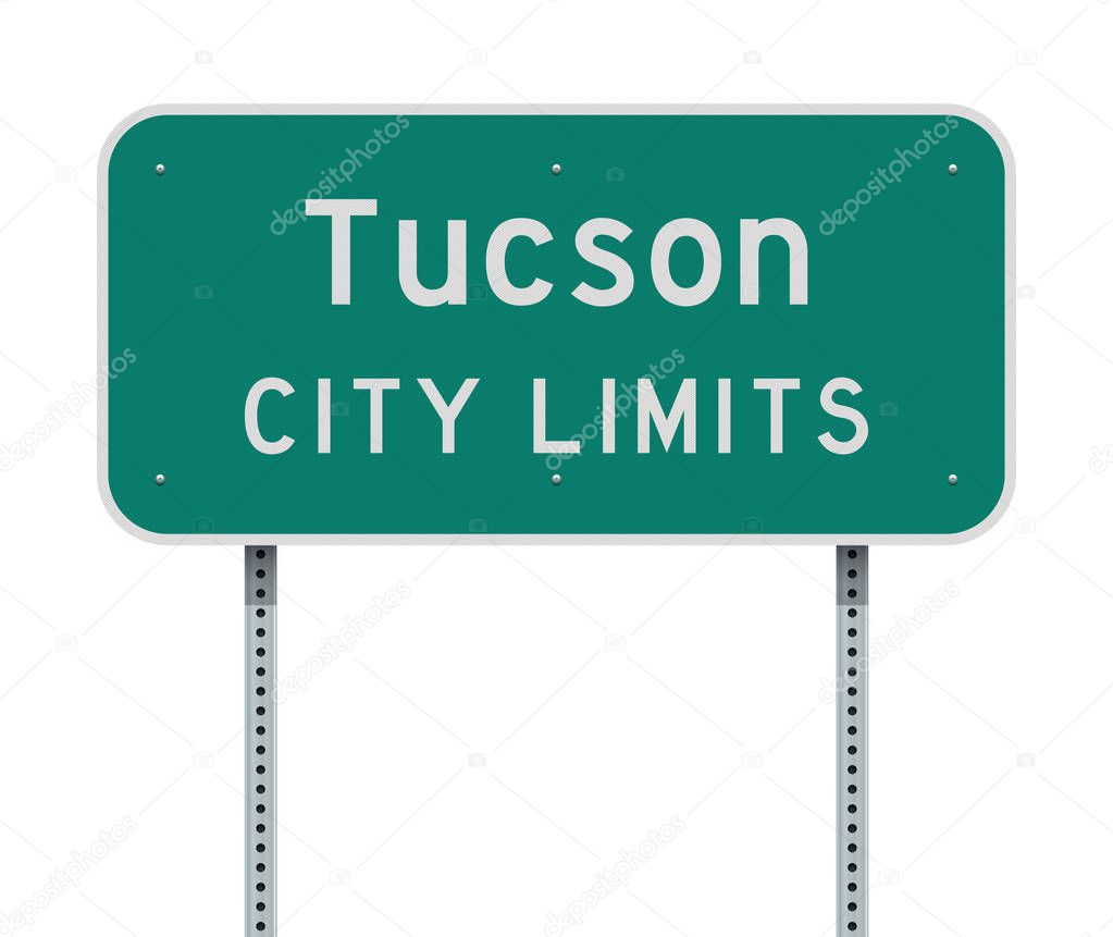 Vector illustration of the Tucson City Limit green road sign