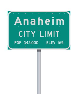 Anaheim City Limit yeşil yol işareti Vektör illüstrasyon