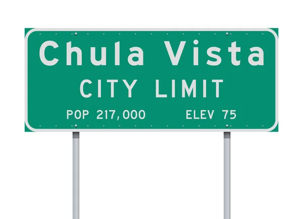 Illustrazione Vettoriale Del Cartello Stradale Verde Chula Vista City Limit — Vettoriale Stock