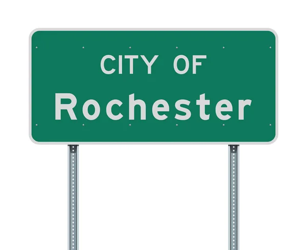 Vector Illustration City Rochester Green Road Sign — Stock Vector