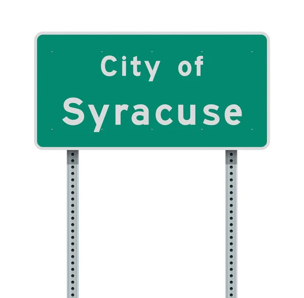 Vector Illustration City Syracuse Green Road Sign — Stock Vector