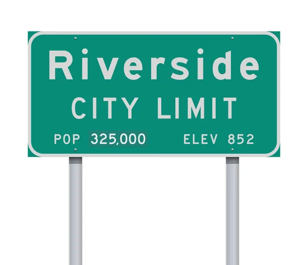 Vector Illustration Riverside City Limit Green Road Sign — Stock Vector