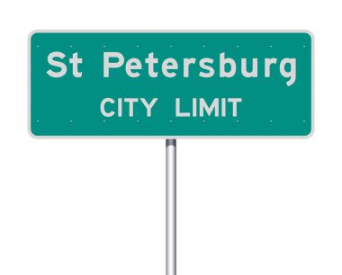 St Petersburg City Limit yeşil yol işareti Vektör illüstrasyon