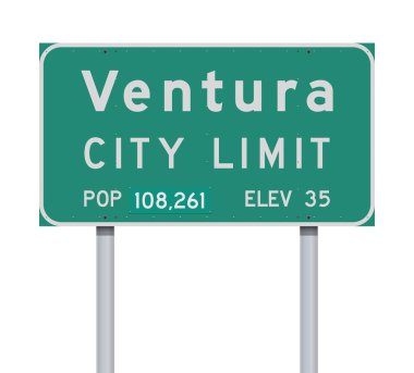 Ventura City Limit yeşil yol işareti vektör illüstrasyon