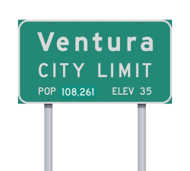 Vector illustration of the Ventura City Limit green road sign clipart