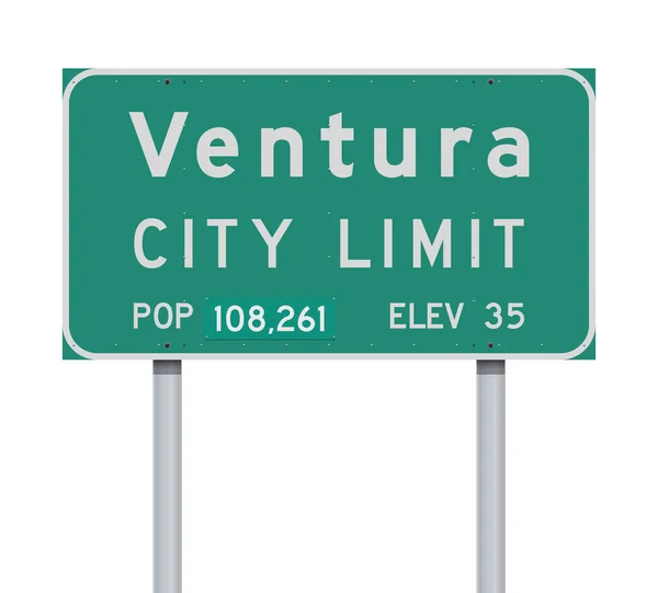 Ilustração Vetorial Sinal Estrada Verde Limite Cidade Ventura — Vetor de Stock