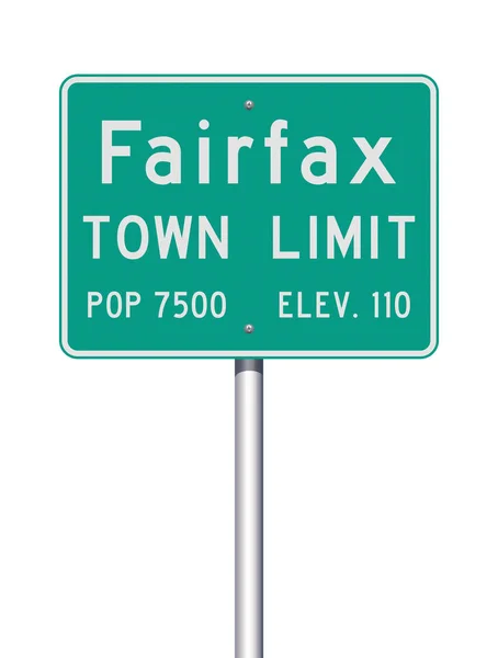 Векторная Иллюстрация Зеленого Дорожного Знака Fairfax Town Limit — стоковый вектор