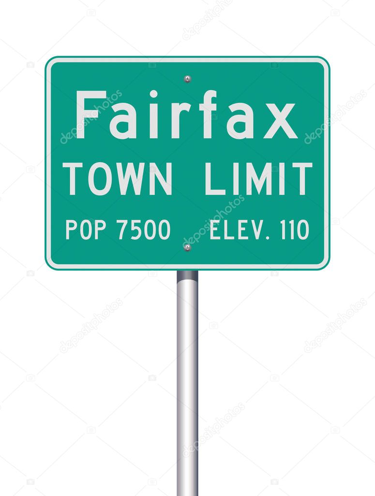 Vector illustration of the Fairfax Town Limit green road sign