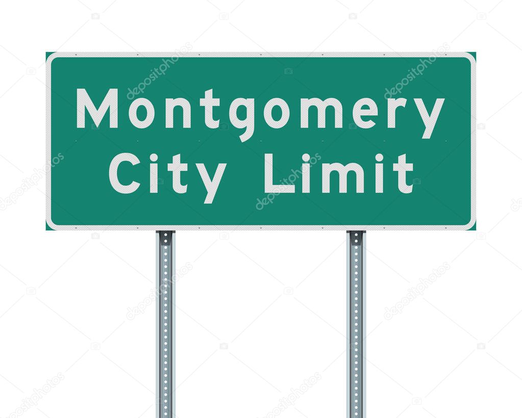 Vector illustration of the Montgomery City Limit green road sign