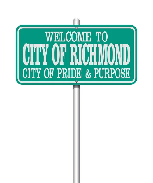 Ilustración Vectorial Señal Verde Richmond Welcome Road — Archivo Imágenes Vectoriales