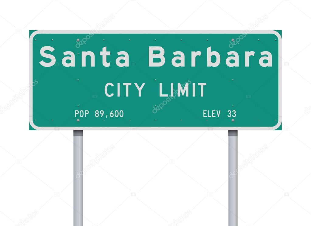 Vector illustration of  the Santa Barbara City Limit green road sign