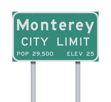 Monterey City Limit yeşil yol işareti vektör illüstrasyon