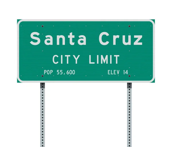 Vector Illustration Santa Cruz City Limit Green Road Sign — Stock Vector