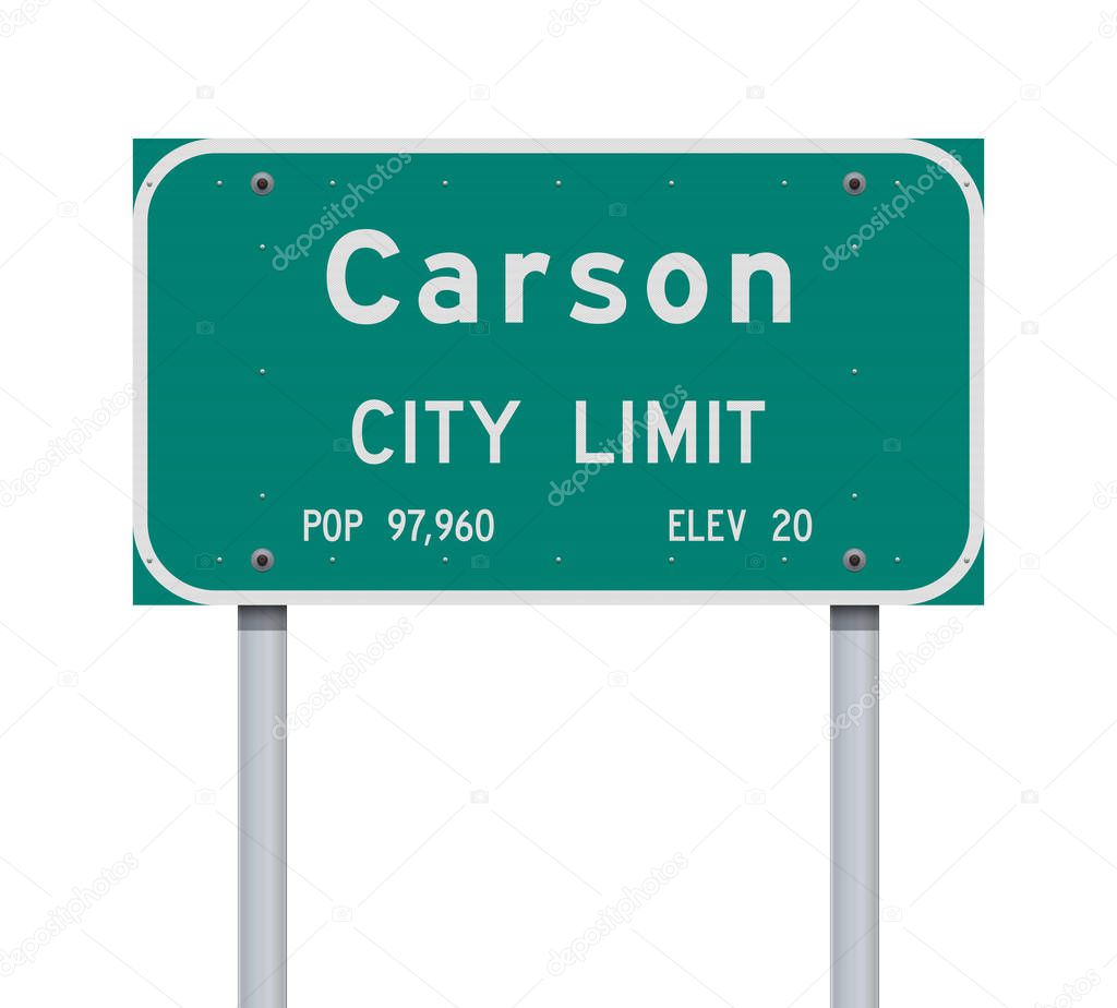 Vector illustration of the Carson City Limit green road sign