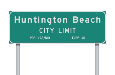 Huntington Beach City Limit yeşil yol işareti Vektör illüstrasyon