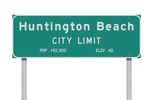 Απεικόνιση Διανύσματος Της Πόλης Χάντιγκτον Παραλία Όριο Πράσινο Οδικό Σήμα — Διανυσματικό Αρχείο