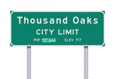 Vector illustration of the Thousand Oaks City Limit green road sign clipart
