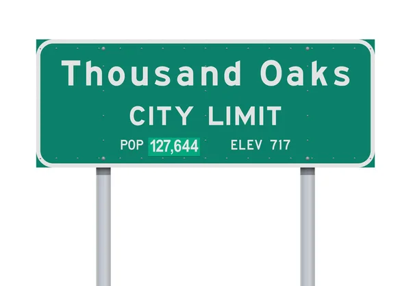 Illustrazione Vettoriale Del Cartello Stradale Verde Thousand Oaks City Limit — Vettoriale Stock