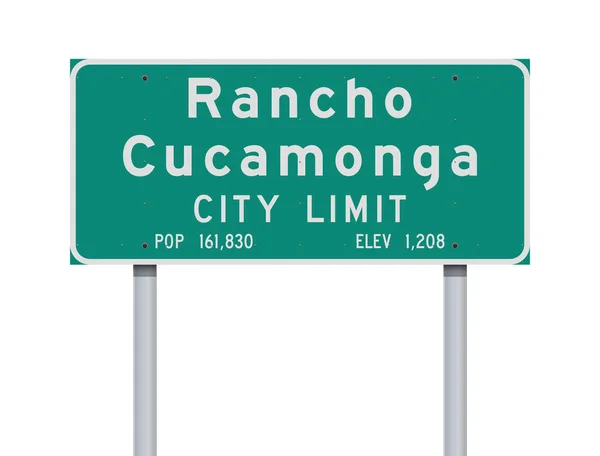 Векторная Иллюстрация Зелёного Дорожного Знака Rancho Cucase City Limit — стоковый вектор