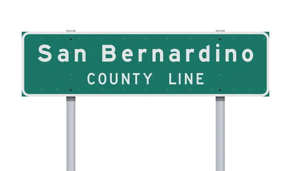 Vector Illustration San Bernardino County Line Green Road Sign — Stock Vector