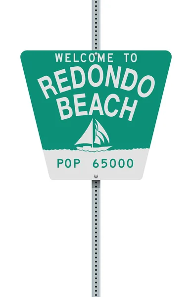 Векторна Ілюстрація Ласкаво Просимо Редонду Пляж Зелена Дорога Знак — стоковий вектор