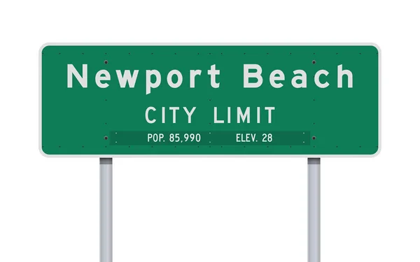 Newport Beach City Limit Green Road Sign Vektorillusztrációja — Stock Vector