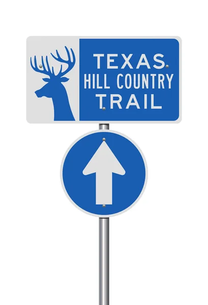 Vector Illustratie Van Texas Hill Country Trail Blauwe Verkeersborden Metalen — Stockvector