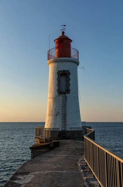 White Red Lighthouse Les Sables Olonne Dawn Vendee France — Stock Photo, Image