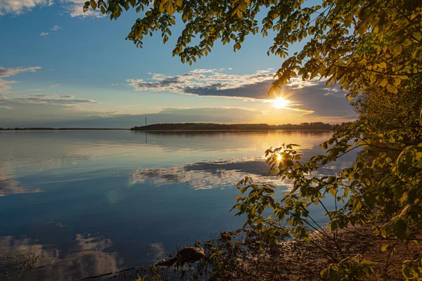 Colored Sunset Volga River — Stock Photo, Image