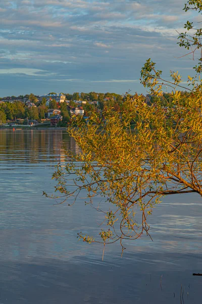 Volha River Spill při západu slunce — Stock fotografie