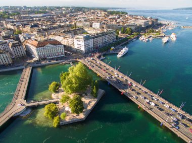 Aerial view of Leman lake -  Geneva city in Switzerland clipart